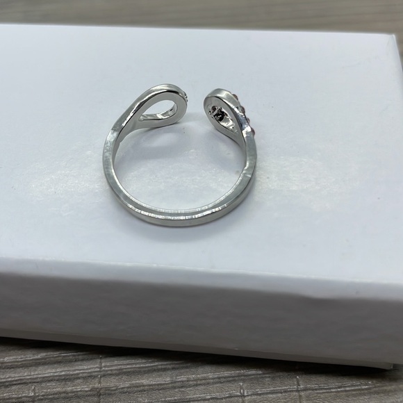 Pink Rhinestone Silver Adjustable Ring - Picture 4 of 8